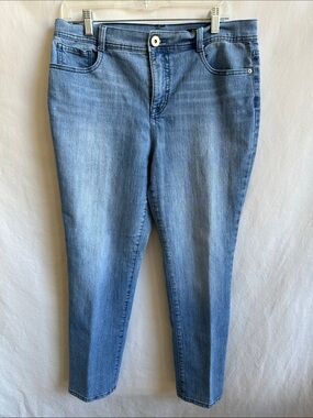Style & Co. Denim slim leg light/medium wash blue jeans, size 14P